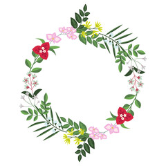 Tropical flowers wreath