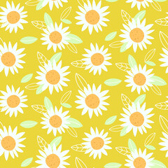 Seamless colorful pattern with camomile.