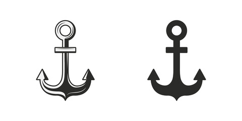 Vintage anchor icon. Nautical icon isolated on white background. Anchor silhouette. Vector illustration