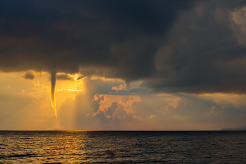 Tornado on the Black Sea. Natural phenomena, element