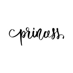 Princess Calligraphy lettering isolated on white. Queen Typographic print