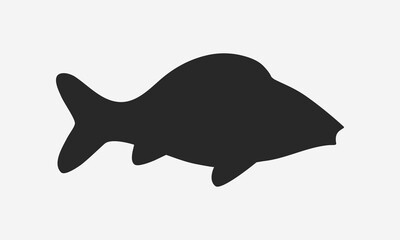 Vector fish silhouette. Fish silhouette icon isolated on white background.