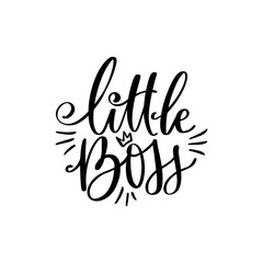 Little Boss vector golden Hand lettering quote with queen crown. Sparkle design