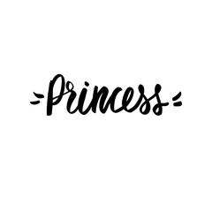 Fototapeta premium Princess Calligraphy lettering isolated on white. Queen Typographic print