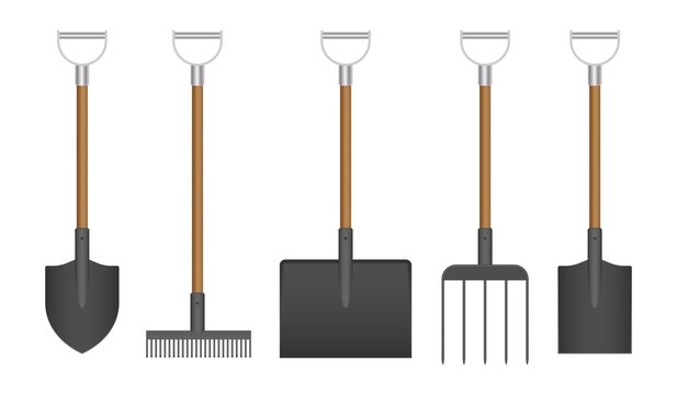 Garden tools set vector illustration isolated on white background