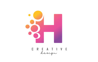 H Letter Logo with blue dots design. Letter H logotype with bubbles bunch.
