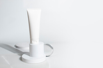 beauty treatment medical skincare and cosmetic lotion cream serum oil mockup bottle packaging product on white decor background in healthcare and medicine