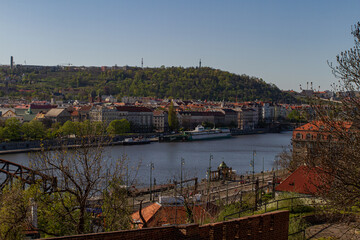 Fototapeta na wymiar view of the Vltava river in Prague and its surroundings