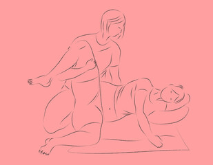 Abstract illustration of a doula helping a woman give birth