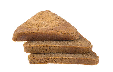 Dark triangle bread on a white background, isolated.