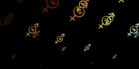 Dark Blue, Yellow vector background with woman symbols.