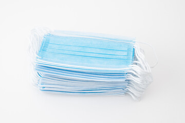 Stack of single use surgical face masks
