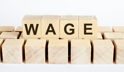 WAGE word from wooden blocks on desk, search engine optimization concept