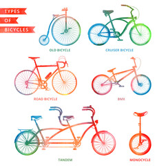 Types of watercolor bicycles © ad_libitum