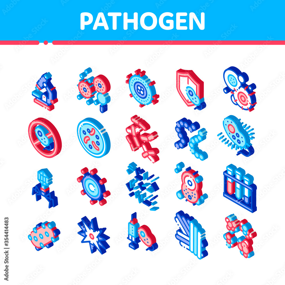 Aufkleber pathogen elements vector sign icons set. isometric pathogen bacteria microorganism, microbes and ger