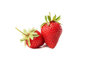 Tasty red strawberry isolated on white background. Summer berry