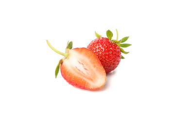 Tasty red strawberry isolated on white background. Summer berry