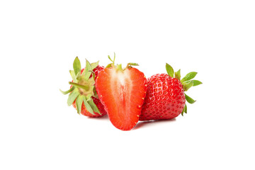 Tasty red strawberry isolated on white background. Summer berry