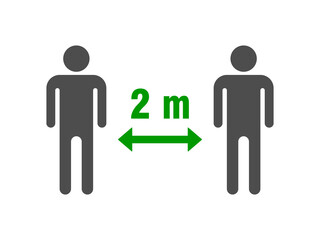 Social Distancing Keep Your Distance 2 m or 2 Metres Icon. Vector Image.