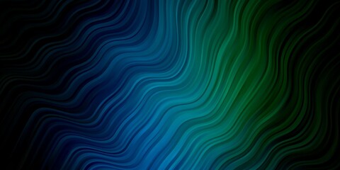 Dark Blue, Green vector pattern with wry lines. Abstract illustration with bandy gradient lines. Template for your UI design.