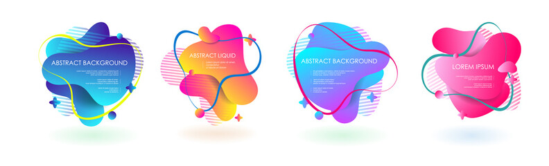 Liquid fluid abstract vector banners. 3D style with shadows design. Vector liquid template design backround illustration. Can be used for banners flyers or web. EPS 10.