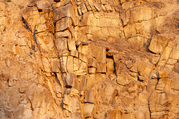 Granite wall is in a quarry