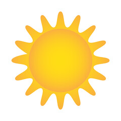 yellow sun icon for weather design on white, stock vector illustration