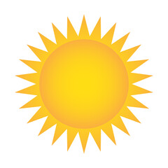 yellow sun icon for weather design on white, stock vector illustration
