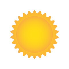 yellow sun icon for weather design on white, stock vector illustration