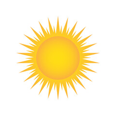 yellow sun icon for weather design on white, stock vector illustration