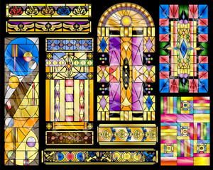 Stained Glass Abstract Vintage and Modern Designs Collection