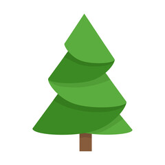 cartoon Christmas tree, pines for greeting card, invitation, gift box, banner, web. New Years and xmas traditional symbol tree. 2021 winter holiday. Flat icon