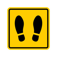 Rounded Corners Square Floor Marking Icon with Shoe Prints for Queue Line or Other Purposes Requiring Social Distancing. Vector Image.