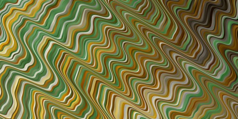 Dark Yellow vector layout with wry lines. Bright illustration with gradient circular arcs. Template for cellphones.