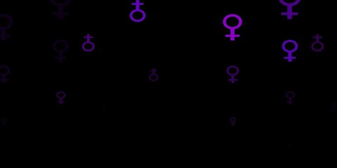 Dark Pink vector backdrop with woman's power symbols.
