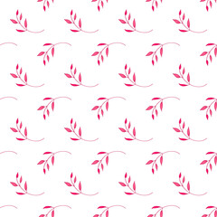 Seamless floral vector pattern with pink branches for decoration, print, textile, fabric prints, postcards, apparel, stationery goods
