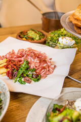 Italian gastronomy, food collage on the table