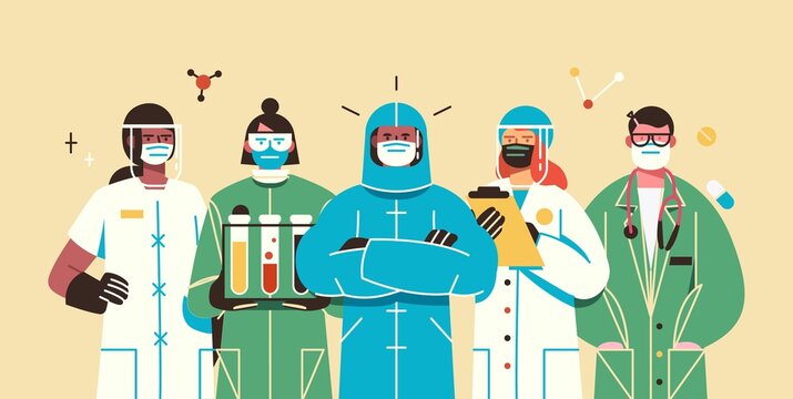 Thank you doctors and nurses working in the hospitals and fighting the coronavirus, vector illustration