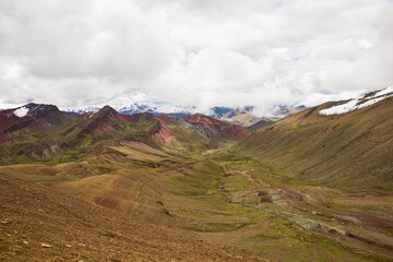 Rainbow Mountain originally known as Vinicunca is located in the Andes in Cusco region of Peru