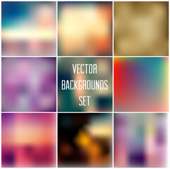 Vector blurred retro bokeh backgrounds set