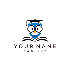 Owl bird simple logo template design. Smart Education logo with Owl Symbol.