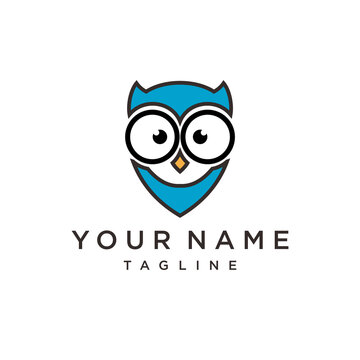Owl bird simple logo template design. Smart Education logo with Owl Symbol.