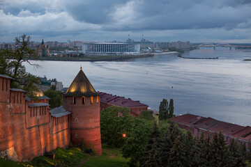 Nizhny Novgorod. A stunning view of the Kremlin, the arrow, the confluence of the Volga and Oka...