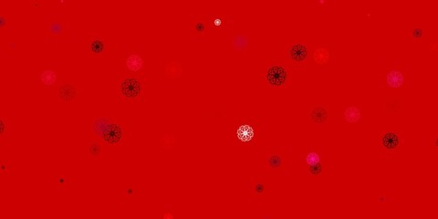 Light Pink vector doodle pattern with flowers.