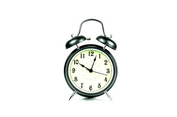 Classic black desk clock, isolated on a white background