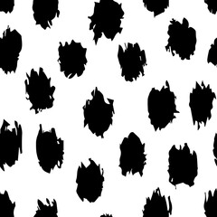 Vector seamless pattern with abstract blots. Hand drawn, doodle style. Cute design for fabric, wrapping, stationery, wallpaper, textile
