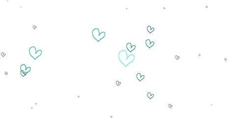 Light Blue, Green vector background with hearts.
