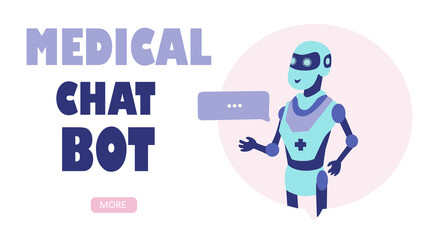 Chat bot robot, cartoon web banner, webpage. Customer support Technology Communication concept.