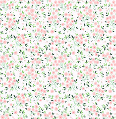 Vector seamless pattern. Pretty pattern in small flowers. Small light pink flowers. White background. Ditsy floral background. The elegant the template for fashion prints.