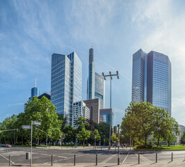Obraz na płótnie Canvas Business centers in Frankfurt am Main. Skyscrapers in Gallusanlage - 26 MAY 2018. Editorial.
